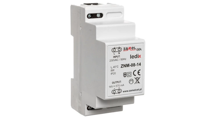 Zasilacz LED modułowy 14V DC 8W ZNM-08-14 LDX10000017