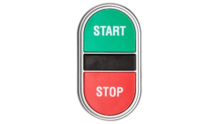 Przycisk sterowniczy dwuklawiszowy kryty z samoczynnym powrotem zielony/czerwony bez adaptera START-STOP LPCB7133