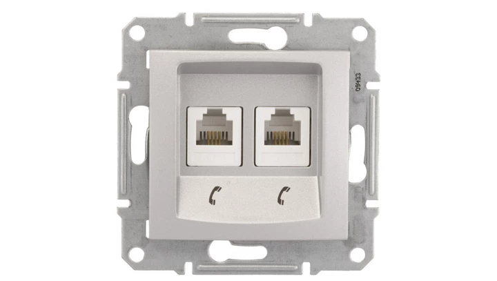 Sedna Gniazdo telefoniczne podwójne RJ11 aluminium SDN4201160