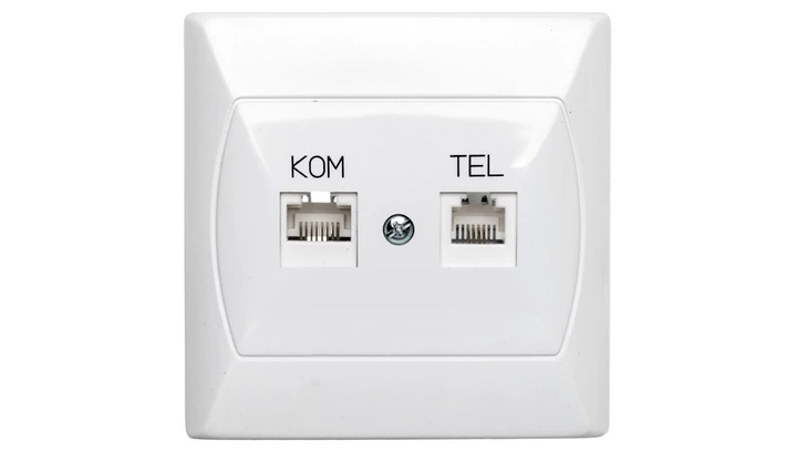 AKCENT Gniazdo teleinformatyczne RJ45 + RJ11 białe GPKT-A/F/00