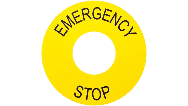Tabliczka opisowa żółta okrągła fi60mm /EMERGENCY STOP/ ZB2BY9330
