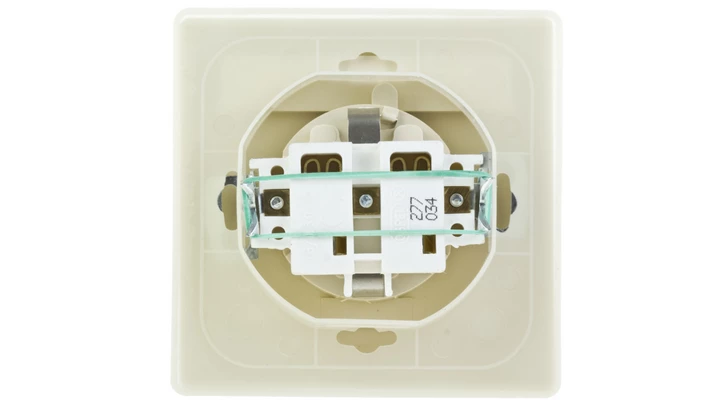 AKCENT Gniazdo bryzgoszczelne z/u Schuko IP44 klapka przezroczysta beżowe GPH-1AS/01/d