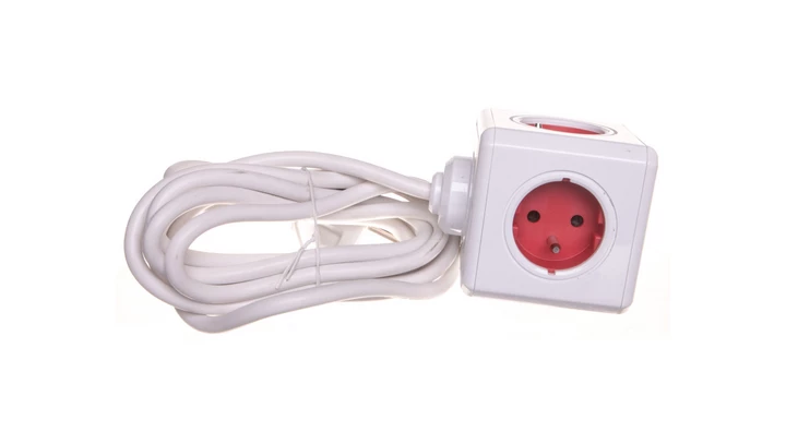 Rozgałęźnik Power Cube z 5-krotnym gniazdem E/FR 3,0m czerwony 2304/FREXPC