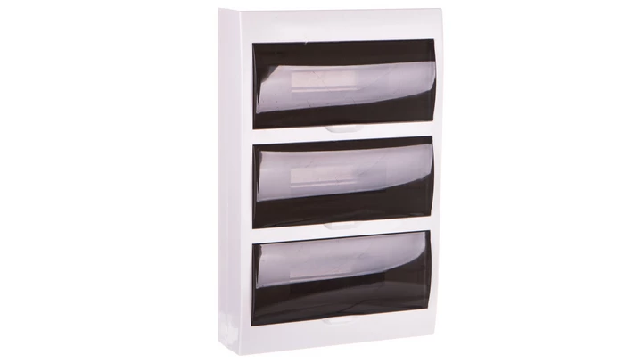 Rozdzielnica modułowa tworzywo 3x12 natynkowa IP40 IK06 N+PE II klasa drzwi transparentne szare DB312S 3X12P/SMD biały 3836