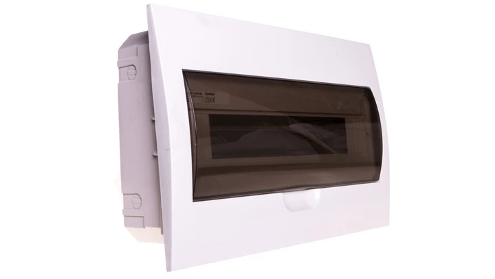 Rozdzielnica modułowa tworzywo 1x18 podtynkowa IP40 IK06 N+PE II klasa drzwi transparentne szare DB118F 1X18P/FMD biały 3844