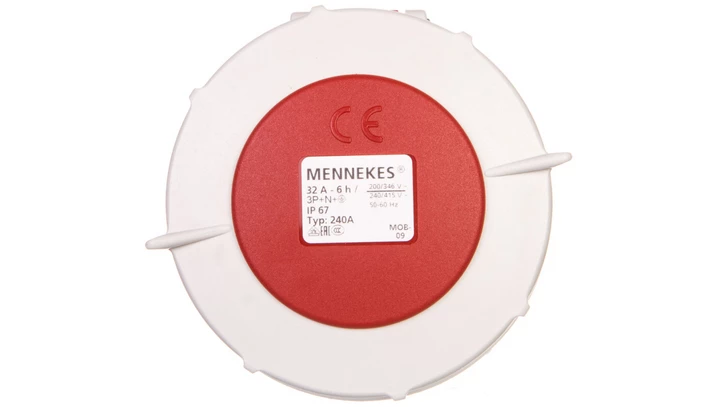 Gniazdo tablicowe proste 32A 5p 6h 400V IP67 zaciski śrubowe MEN240A