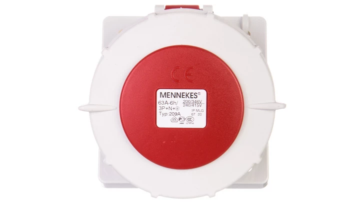 Gniazdo tablicowe skośne 63A 5p 6h 400V IP67 zaciski śrubowe MEN209A