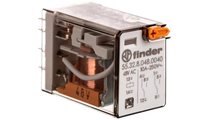 Przekaźnik przemysłowy 2P 10A 48V AC przycisk testujący mechaniczny wskaźnik zadziałania 55.32.8.048.0040