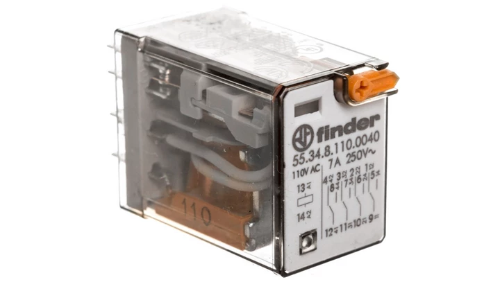Przekaźnik przemysłowy 4P 7A 110V AC przycisk testujący mechaniczny wskaźnik zadziałania 55.34.8.110.0040