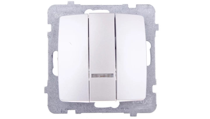 KARO Łącznik potrójny z podświetleniem srebrny perłowy ŁP-13SS/m/43