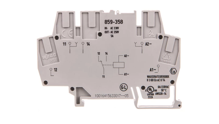 Złączka z przekaźnikiem minaturowym 230V AC 1p 859-358 /10szt./