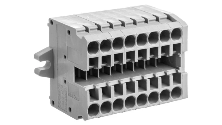 Listwa zaciskowa 2-przewodowa 2,5mm2 8-torowa szara z mocowaniem śrubowym 869-108 /50szt./