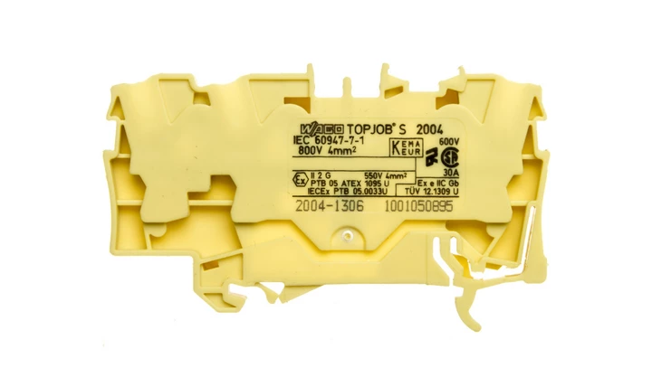 Złączka szynowa 3-przewodowa 4mm2 żółta TOPJOBS 2004-1306 /50szt./