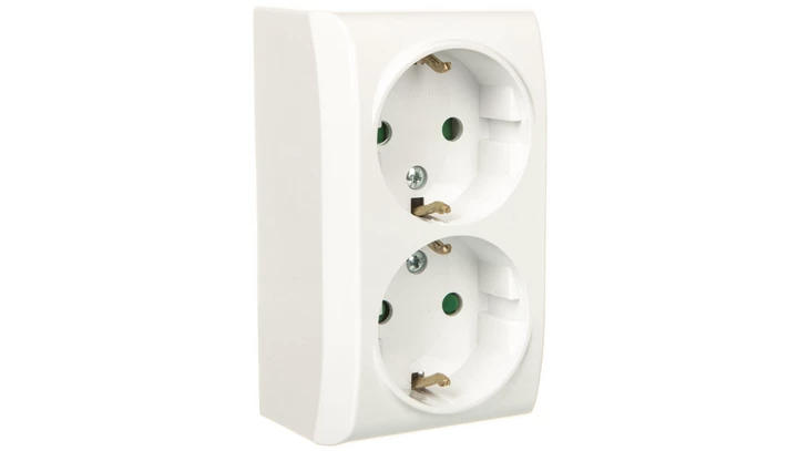 BIS Gniazdo podwójne z/u Schuko z przesłonami białe GN-2BSP/00