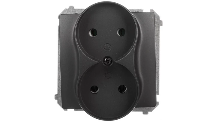 Simon Basic Gniazdo wtyczkowe podwójne b/u (moduł) 16A 250V zaciski śrubowe grafit matowy BMG2M.01/28