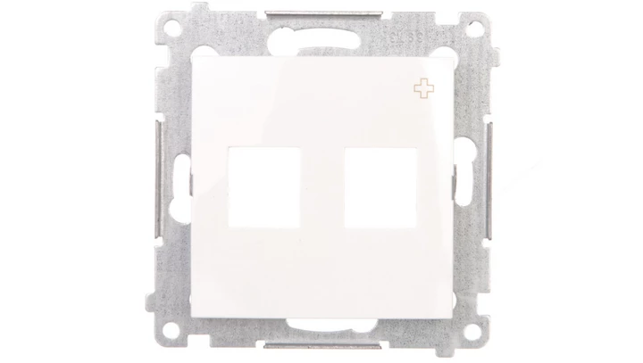 Simon 54 Pokrywa gniazd teleinformatycznych na Keystone płaska podwójna antybakteryjna biała DKP2.01/AB11