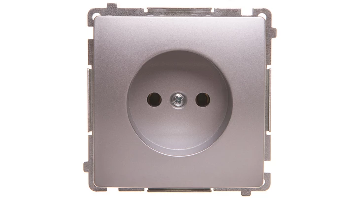 Simon Basic Gniazdo pojedyncze b/u 16A 250V srebrny mat BMG1.01/43