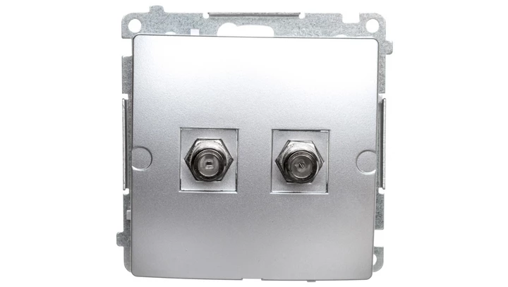 Simon Basic Gniazdo antenowe typu F podwójne srebrny mat BMAF2.01/43