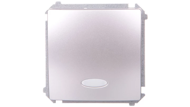 Simon Basic Łącznik jednobiegunowy z podświetleniem 10AX 250V, szybkozłącza, srebrny mat BMW1L.01/43