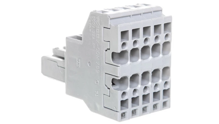 Gniazdo X-COM 2-przewodowe 5-biegunowe szare 769-125 /20szt./