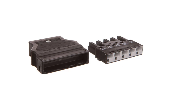 Wtyk 5-torowy z obudową odciążającą naciąg czarny WINSTA 770-315 /25szt./