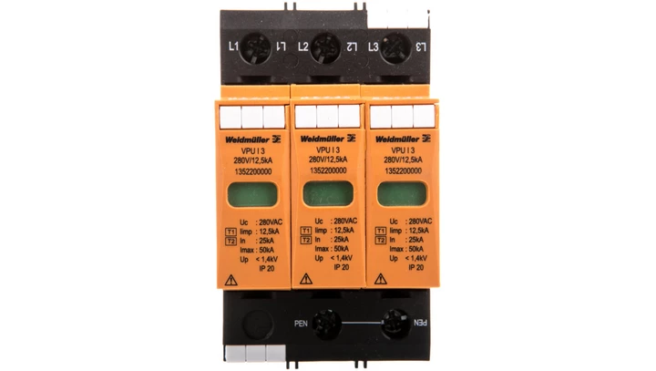 Ogranicznik przepięć Typ T1+T2 3P 12,5kA 1,4kV 280V VPU I 3 280V/12,5KA 1352200000