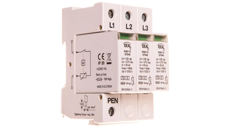 Ogranicznik przepięć Typ T2 3P 20kA 1,3kV KSD-T2 275/120 3P 23132