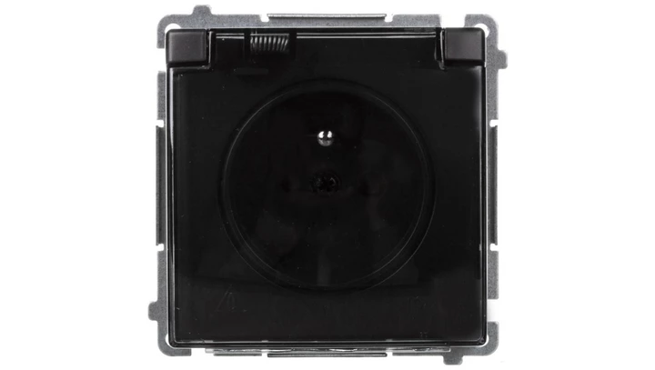 Simon Basic Gniazdo pojedyncze z/u z przesłonami bryzgoszczelne IP44 16A, 250V grafit mat BMGZ1Bz.01/28A