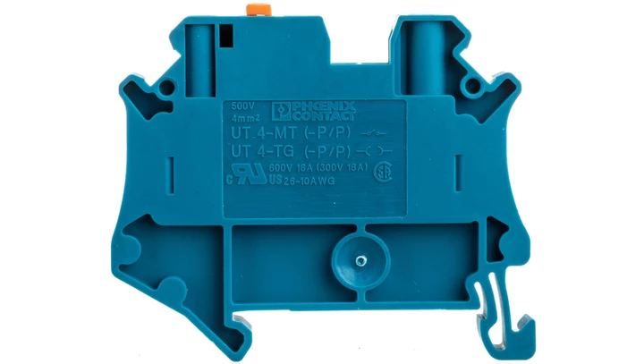 Złączka przelotowa 2-przewodowa z odłącznikiem nożowym 4mm2 niebieska UT 4-MT-P/P BU 3046265 /50szt./