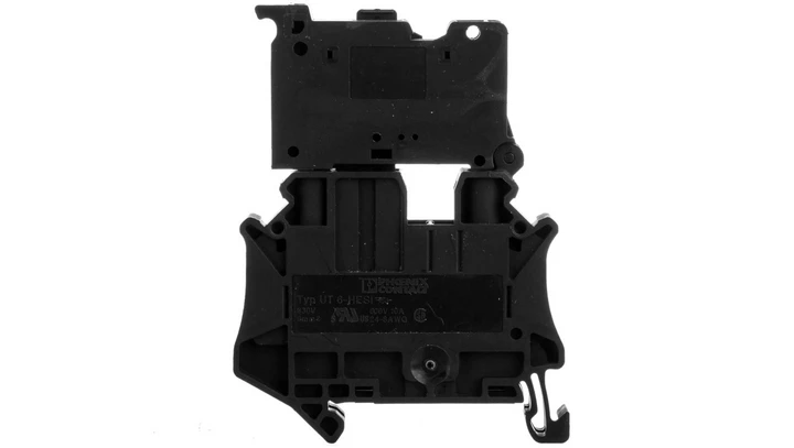 Złączka szynowa z bezpiecznikiem 6,3x32 2-przewodowa 6mm2 czarna LED 60V DC UT 6-HESILED 60 3046427