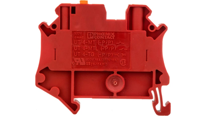 Złączka przelotowa 2-przewodowa z odłącznikiem nożowym 4mm2 czerwona UT 4-MT-P/P RD 3057254 /50szt./