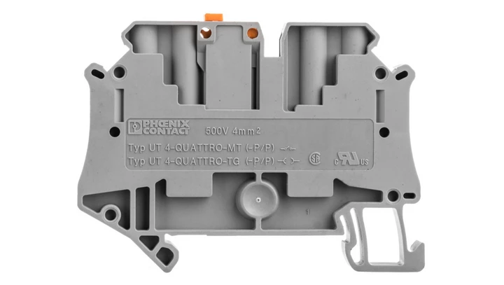 Złączka przelotowa 4-przewodowa z odłącznikiem nożowym 4mm2 szara UT 4-QUATTRO-MT P/P 3064056 /50szt./