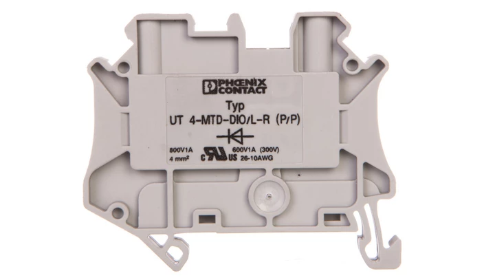 Złączka szynowa elementów kontrolnych 2-przewodowa 4mm2 szara UT 4-MTD-DIO/L-R 3046210 /50szt./