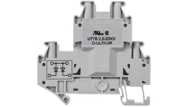 Złączka szynowa elementów kontrolnych 2-piętrowa 4-przewodowa 2,5mm2 szara UTTB 2,5-2DIO/O- 3046689 /50szt./