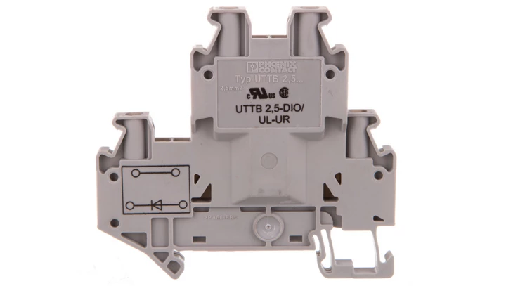 Złączka szynowa elementów kontrolnych 2-piętrowa 4-przewodowa 2,5mm2 szara UTTB 2,5-DIO/UL- 3046728 /50szt./