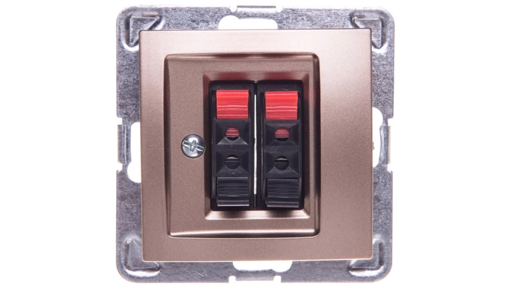 IMPRESJA Gniazdo głośnikowe podwójne złoty metalik GG-2Y/m/28