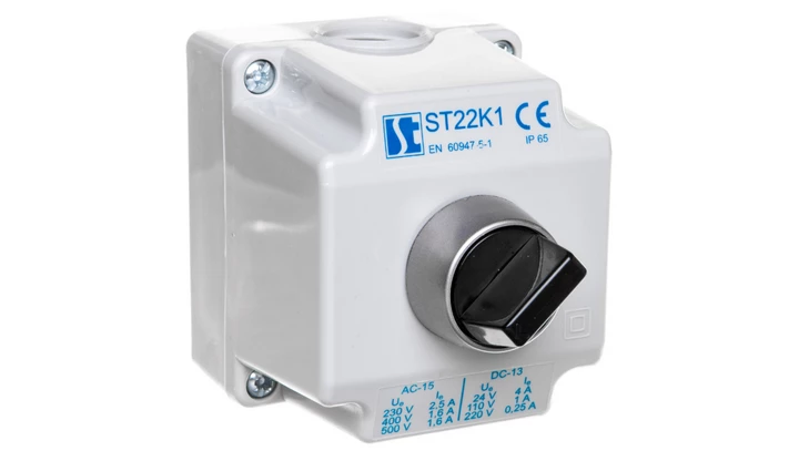 Kaseta kompletna 1-otworowa z przyciskiem p i 2 dławnicami M20 ST22K1\06-2