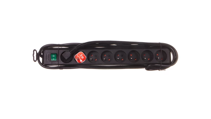 Listwa zasilajaca Eco-Line 3m /z wyłącznikiem/ 8x230V czarna H05VV-F 3G1,5 1159301018