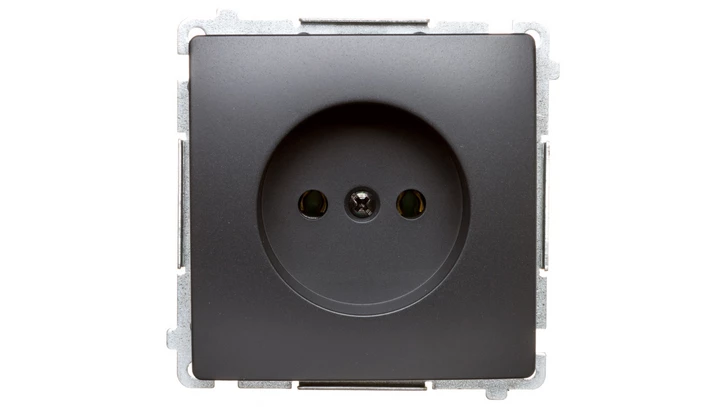Simon Basic Gniazdo wtyczkowe bez uziemienia (moduł) 16A 250V zaciski śrubowe grafit matowy BMG1.01/28