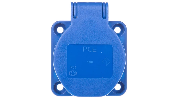 Gniazdo tablicowe 10/16A 2P+Z 230V niebieskie IP54 /bezśrubowe/ 108-0b