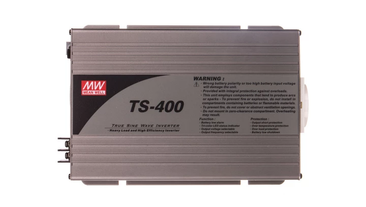 Przetwornica napięcia DC/AC 12V/230V 400W pełna sinusoida bezpiecznik 2x40A TS-400-212B