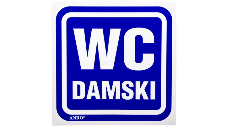 Samoprzylepna tabliczka ostrzegawcza /OZNACZENIE WC DAMSKI 100X100/ 63/H/F