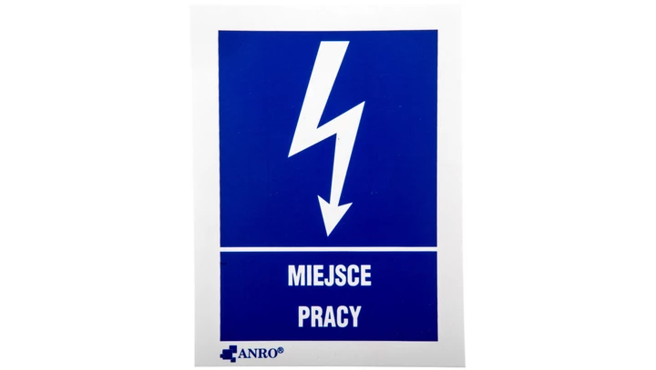 Samoprzylepna tabliczka ostrzegawcza /MIEJSCE PRACY 52X74/ 5EIA/Q1/F