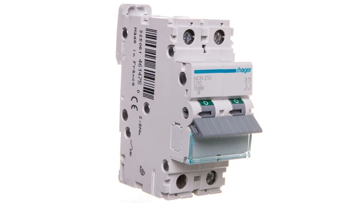 Wyłącznik nadprądowy 2P C 10A 10kA AC MCB NCN210