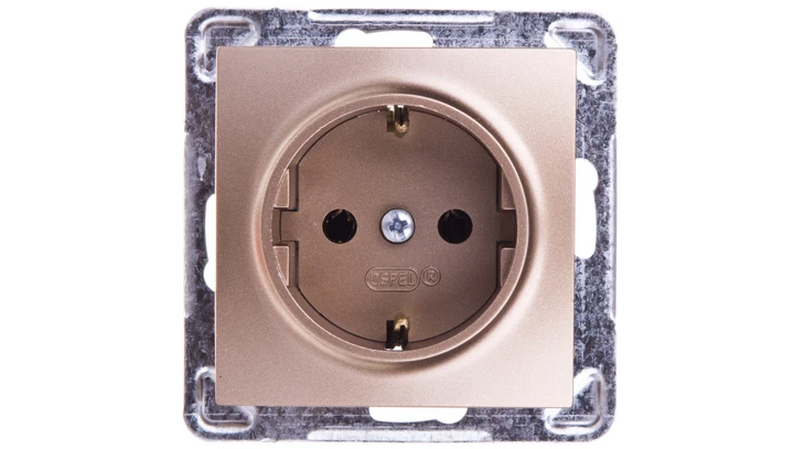 IMPRESJA Gniazdo pojedyncze z/u Schuko złoty metalik GP-1YS/m/28