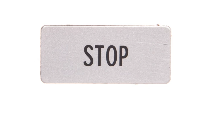 Tabliczka opisowa STOP 22x10mm srebrna prostokątna 110SQ25 038507 /20szt./