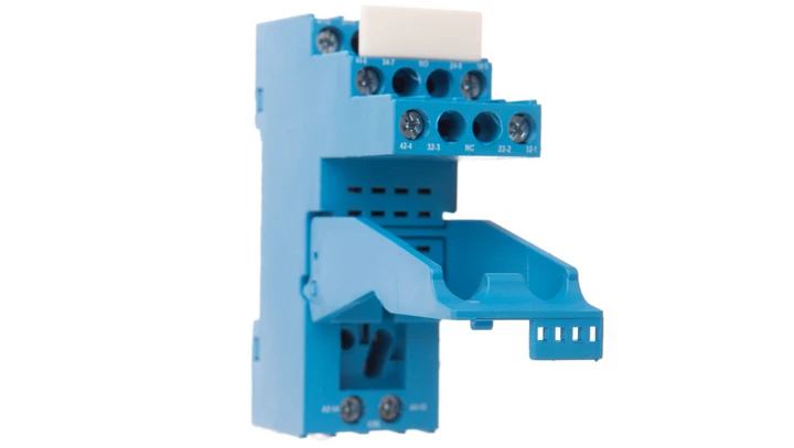 Gniazdo do serii 55.32/85.02 modułów 99.80, zaciski śrubowe, montaż na szynę DIN 35mm, (klip plastikowy) 94.92.3SPA