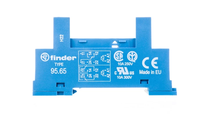 Gniazdo do przekaźników serii 40.51/40.52/40.61/44.52/44.62 zaciski śrubowe montaż na szynę DIN 35mm (klip metalowy) 95.65SMA
