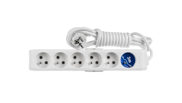 Przedłużacz Przenośny 6-Krotny Z Uziemieniem I Przesłonami Styków 3m, Kolor Biały / Wltb0663-2wh