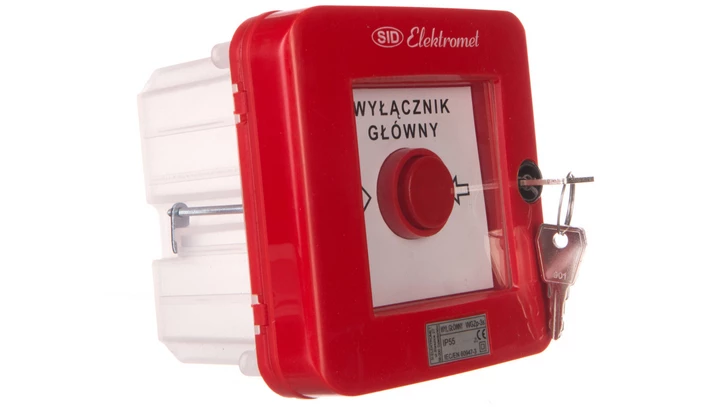 Wyłącznik alarmowy z zamkiem 2R 12A /WYŁĄCZNIK GŁÓWNY/ IP55 WGZp-3s 921542